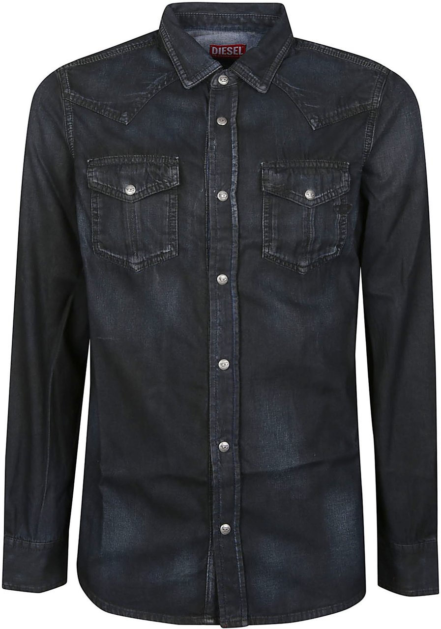 Diesel Long Sleeve D-vega Shirt Blue Blauw