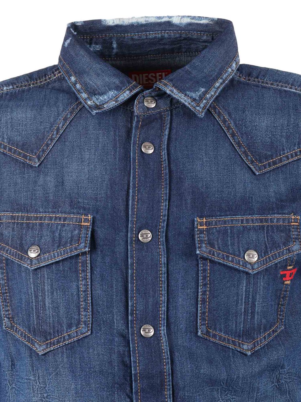 Diesel D-Vega Distressed Denim Shirt Groen