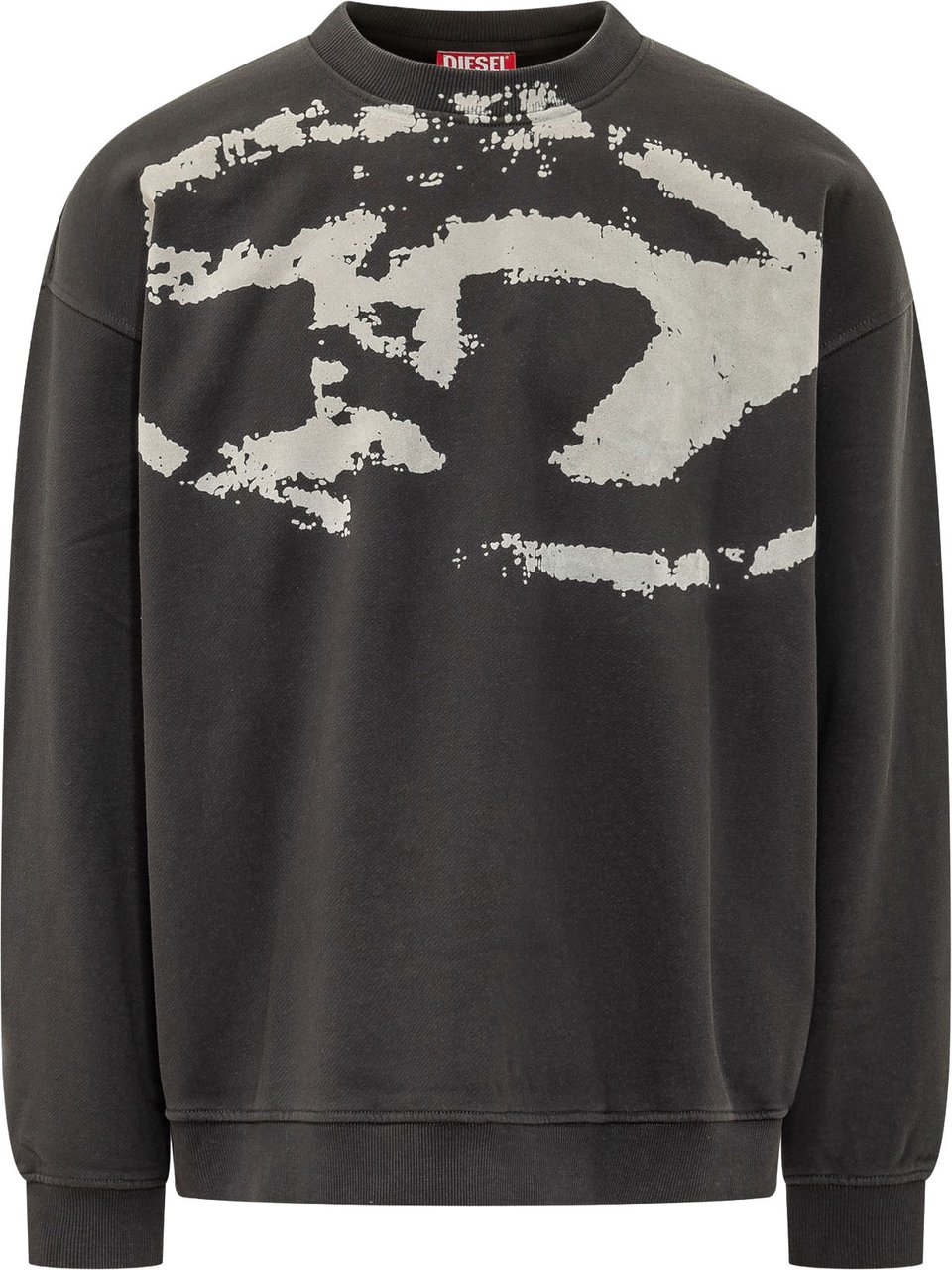 Diesel Felpa Girocollo con Stampa Logo Donkergrijs