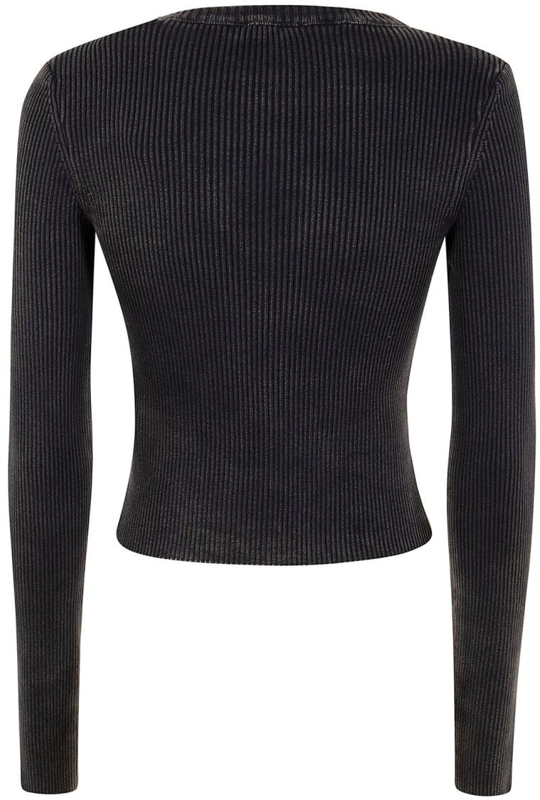 Diesel M-Anchor-A Cropped Ribbed T-Shirt Zwart