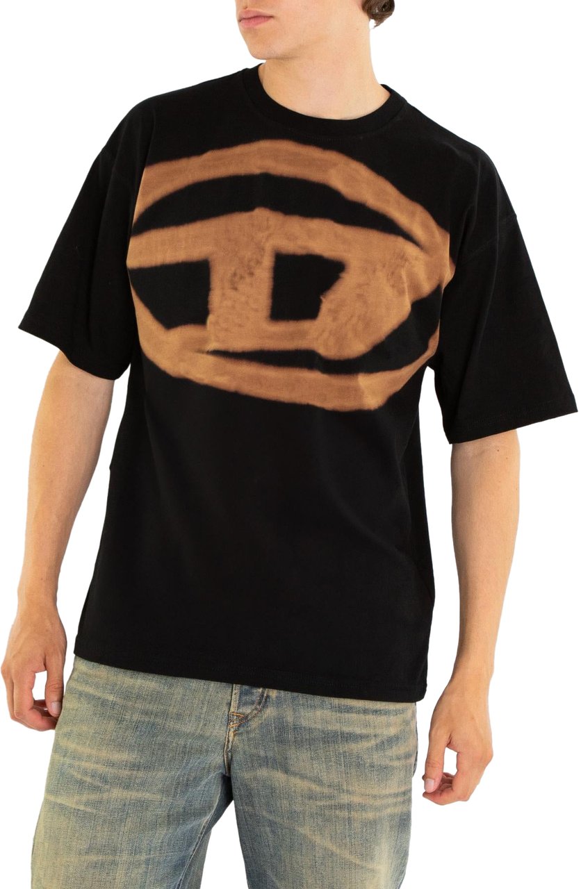Diesel Heren T-Boxt-Bleach T-Shirt Zwart Zwart