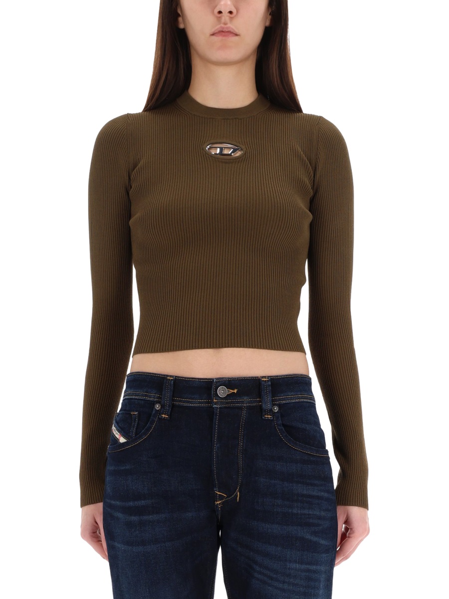 Diesel M-Valari Ribbed Cut-Out Top Zwart