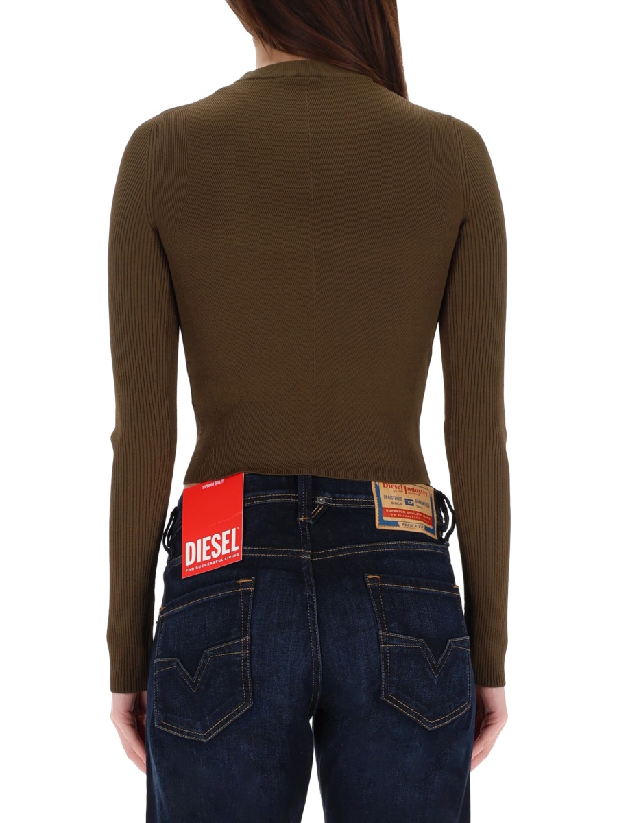 Diesel M-Valari Ribbed Cut-Out Top Zwart