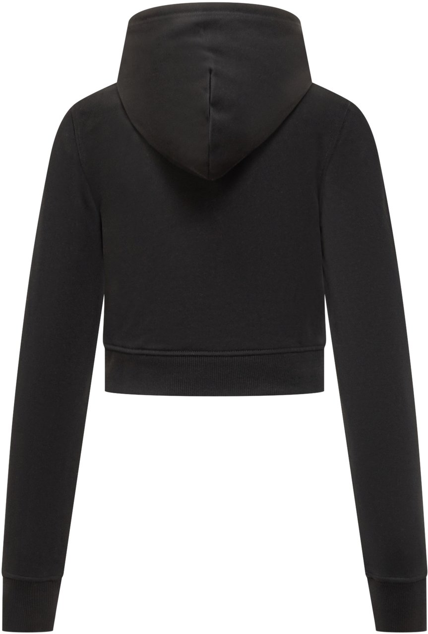 Diesel Felpa Diesel Crop con Cappuccio e Logo Zwart