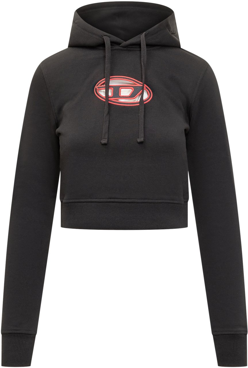 Diesel Felpa Diesel Crop con Cappuccio e Logo Zwart