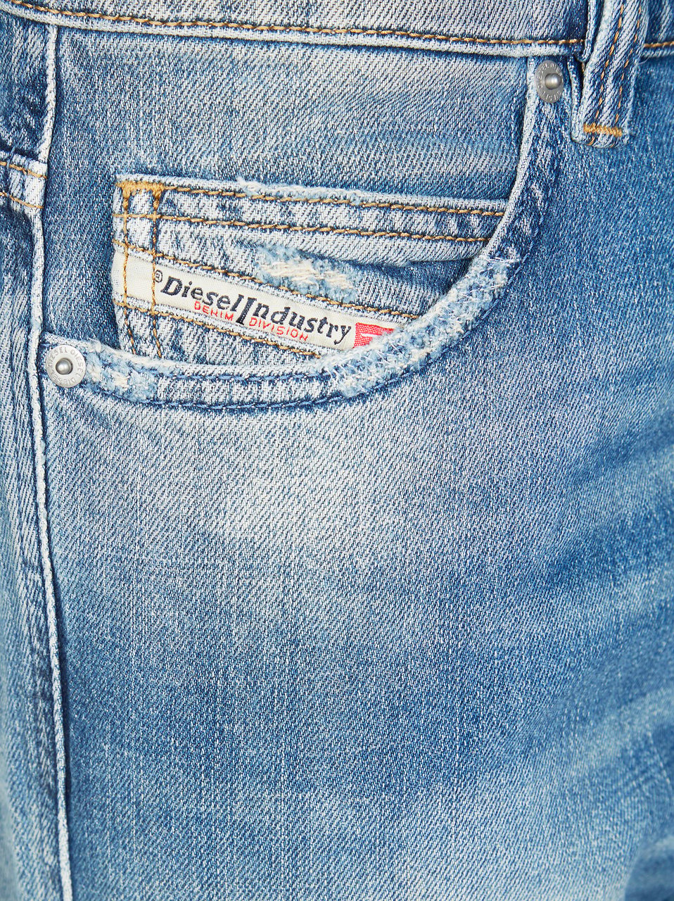 Diesel Medium Blue Whiskered Slim Jeans Blauw