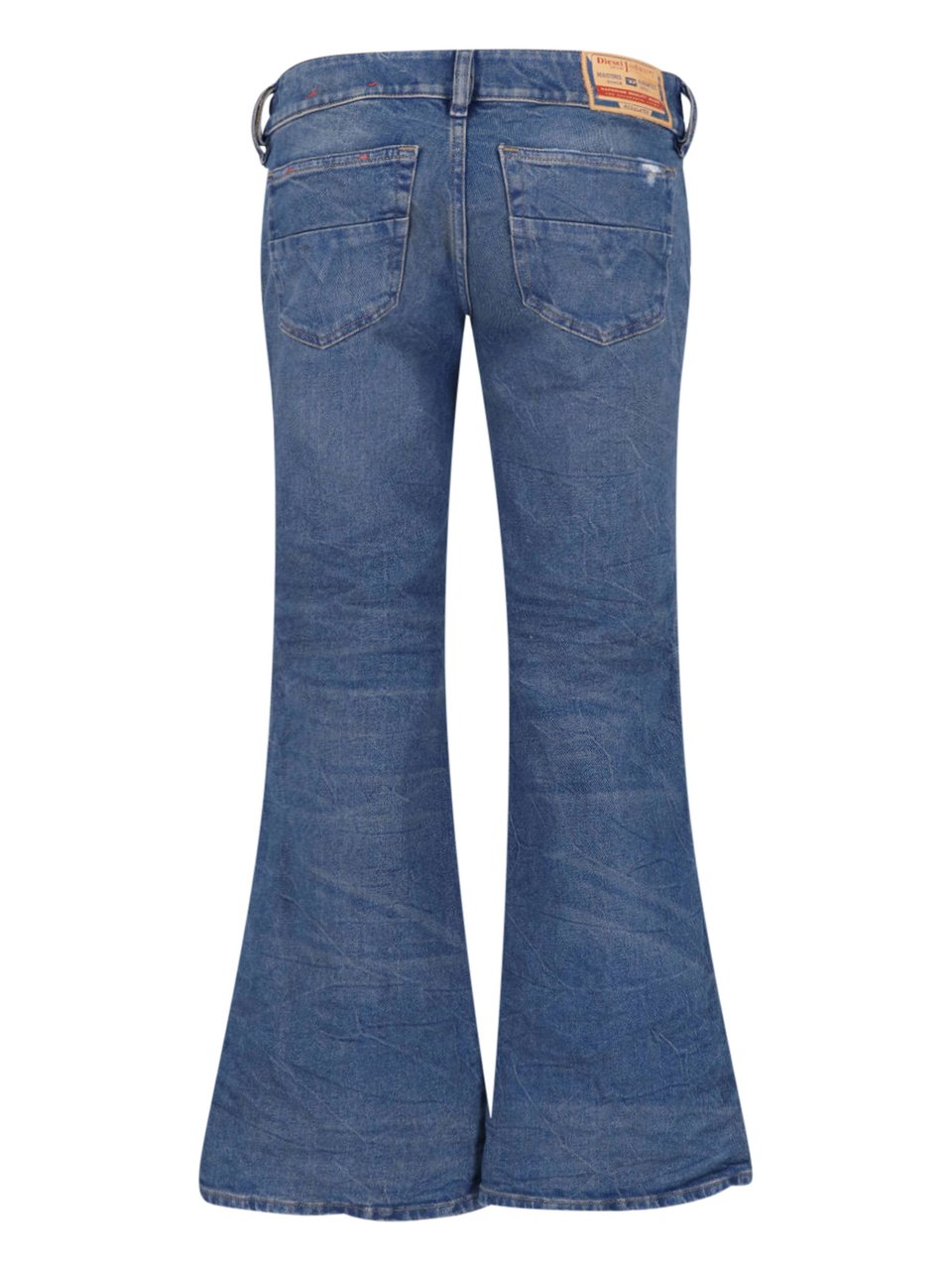 Diesel Flared Blue Wash Jeans with Vintage Distressing Blauw