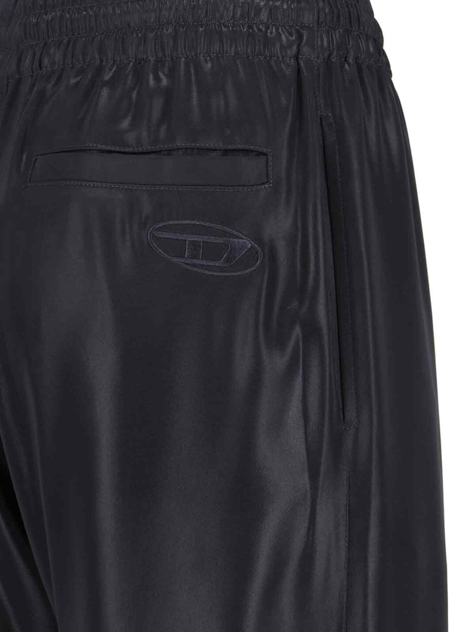 Diesel Mid-Rise Black Pants With Adjustable Waist And Subtle Logo Zwart