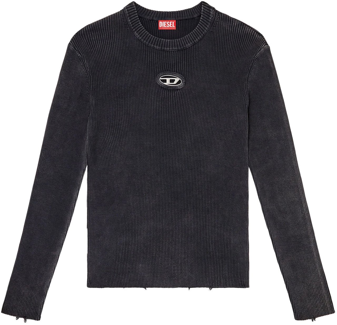 Diesel Black K-Darin-D Ribbed Oval Cut-Out Top Zwart