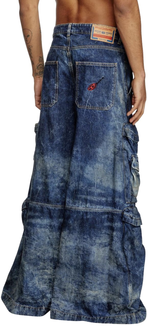 Diesel Denim Cargo Pants Blue Blauw
