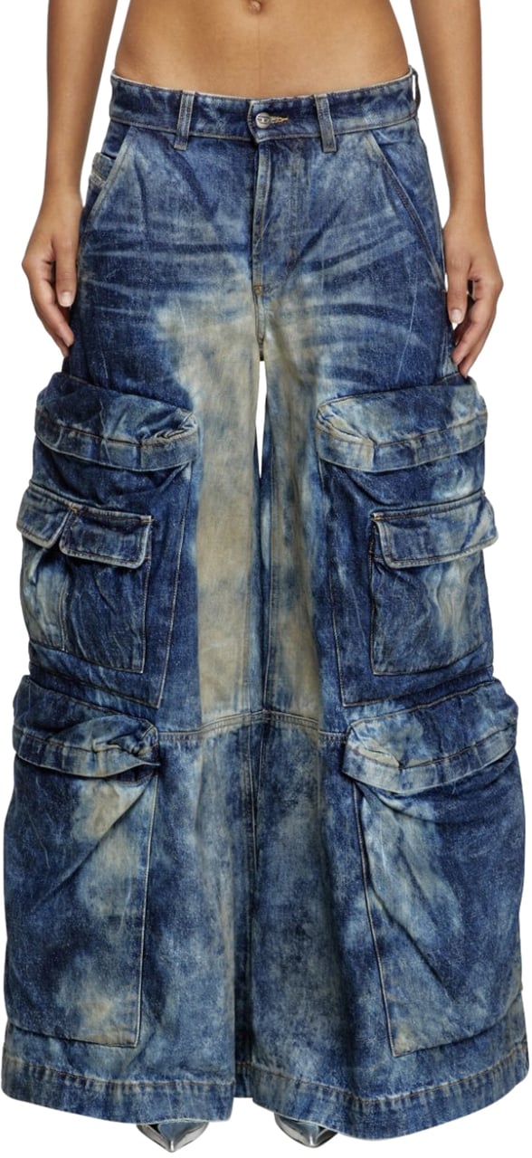 Diesel Denim Cargo Pants Blue Blauw