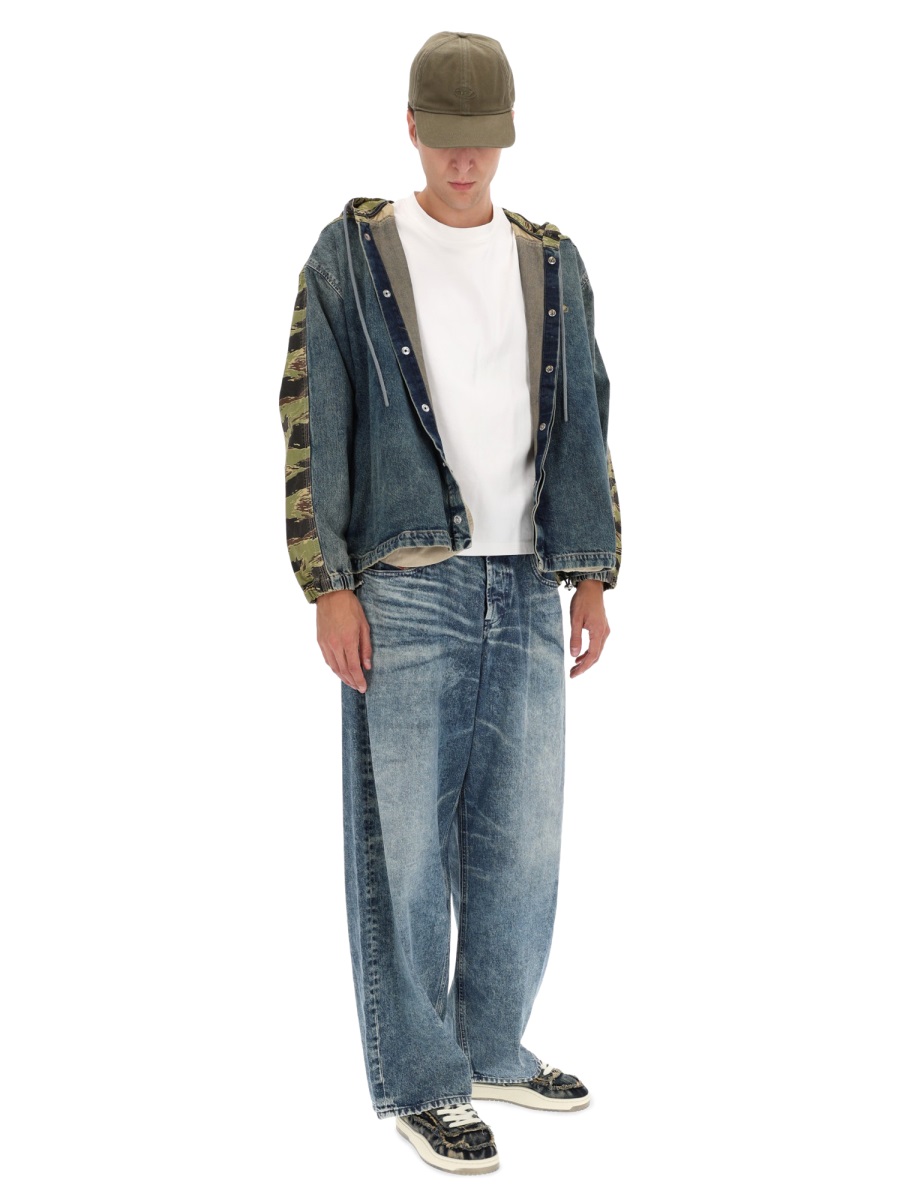 Diesel Camouflage Hooded Denim Jacket Grijs