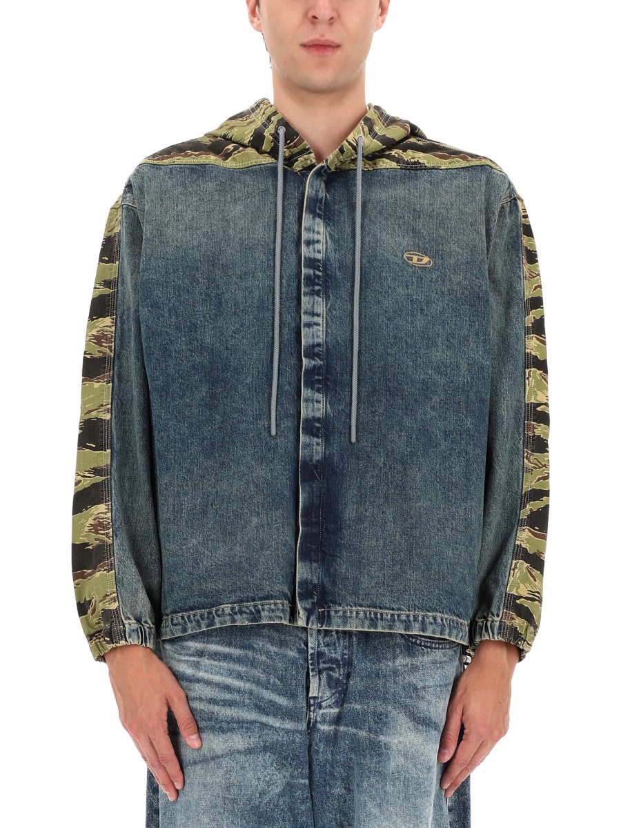 Diesel Camouflage Hooded Denim Jacket Grijs