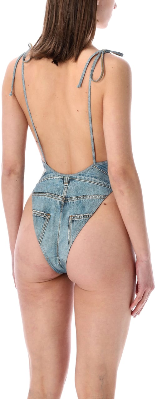 Diesel Diesel Kinsley-Dnm denim-effect deep V swimsuit Blauw
