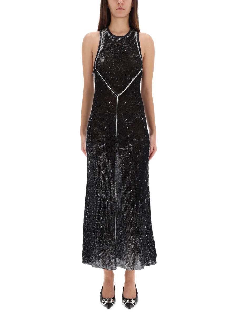 Diesel M-Rab Racerback Textured Midi Dress Zwart