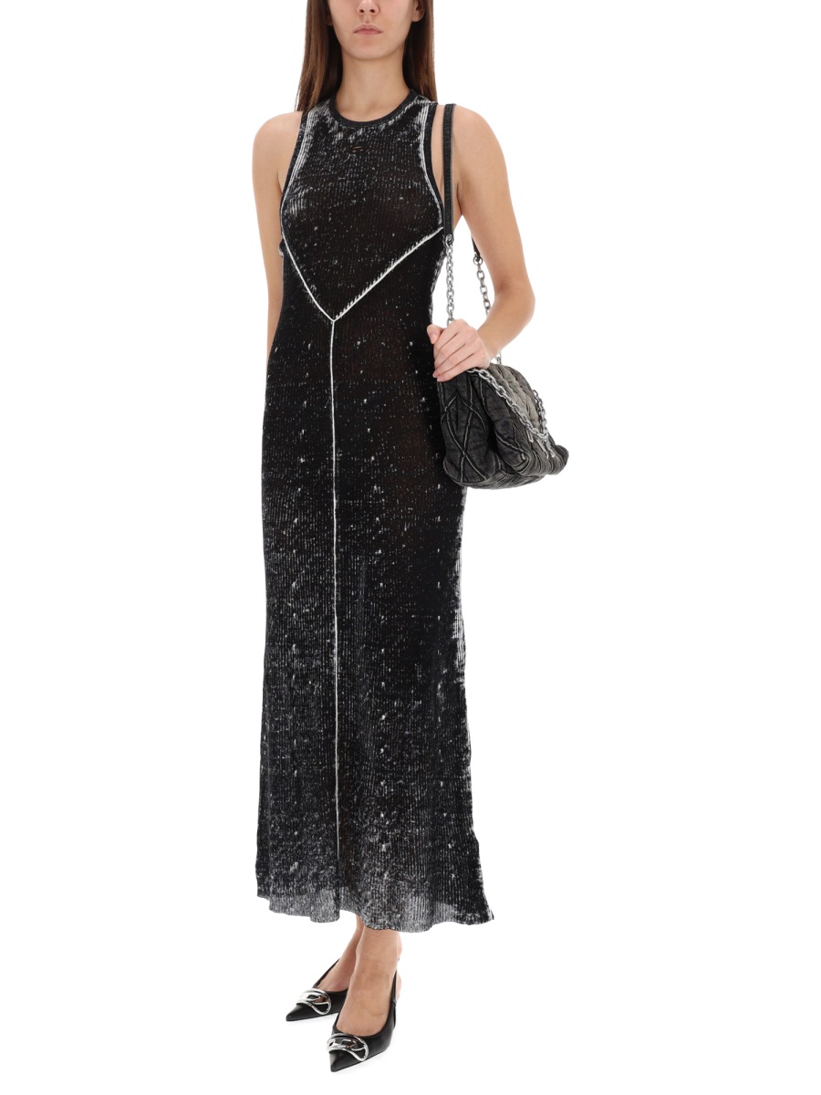 Diesel M-Rab Racerback Textured Midi Dress Zwart