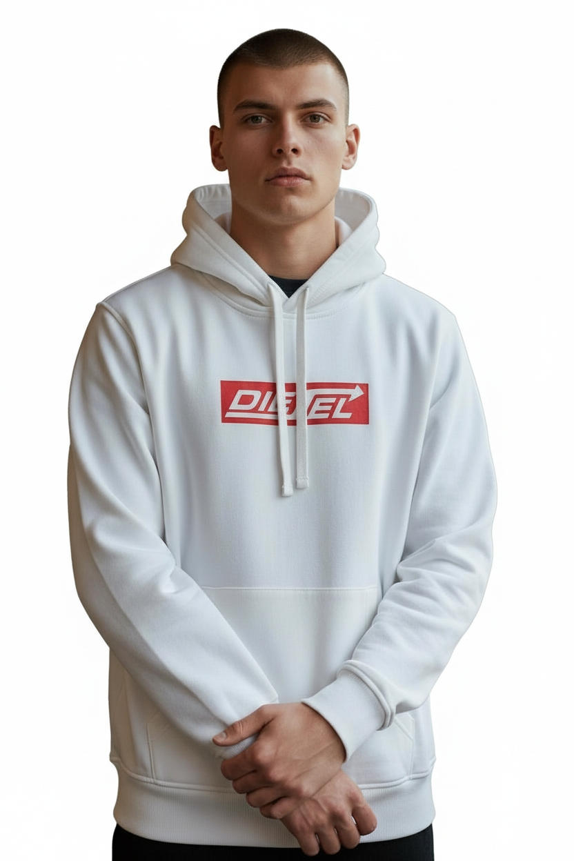Diesel Hooded Sweatshirt with Bold Logo Wit