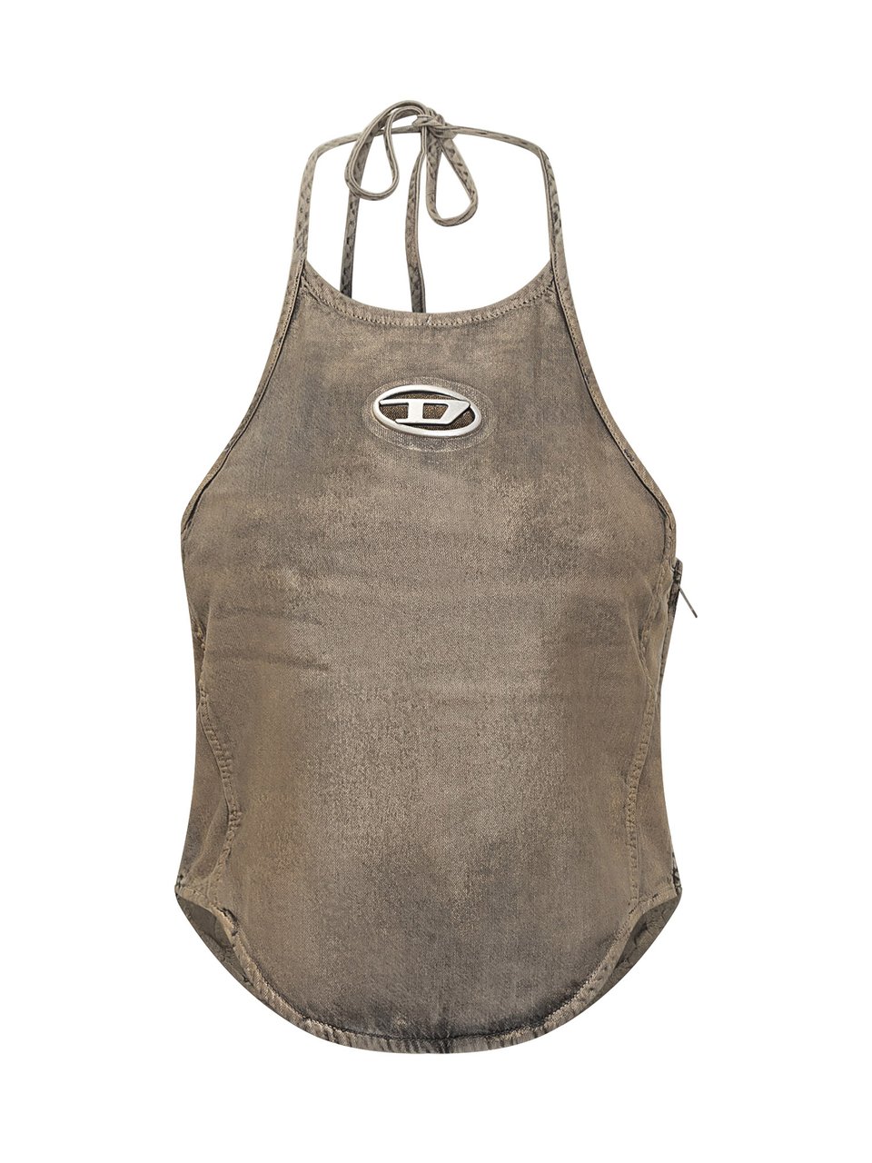 Diesel Top beige Diesel in satin con logo Taupe