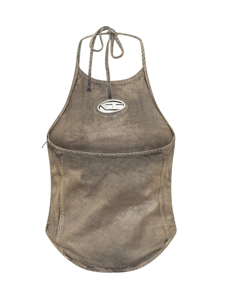 Diesel Top beige Diesel in satin con logo Taupe