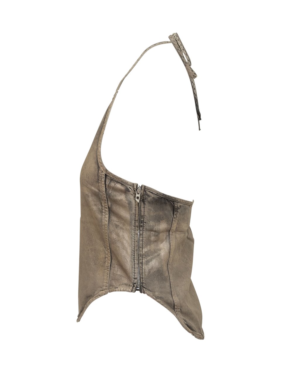Diesel Top beige Diesel in satin con logo Taupe