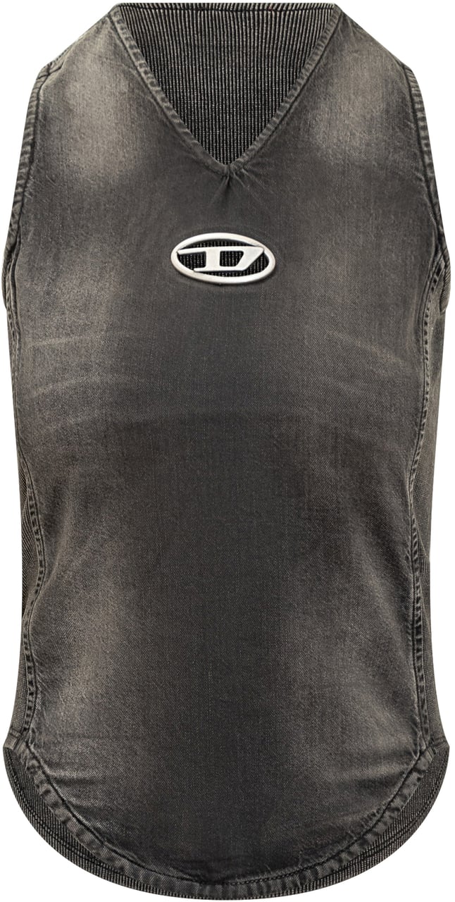 Diesel Diesel Top Nero in Denim Effetto Vintage Donkergrijs