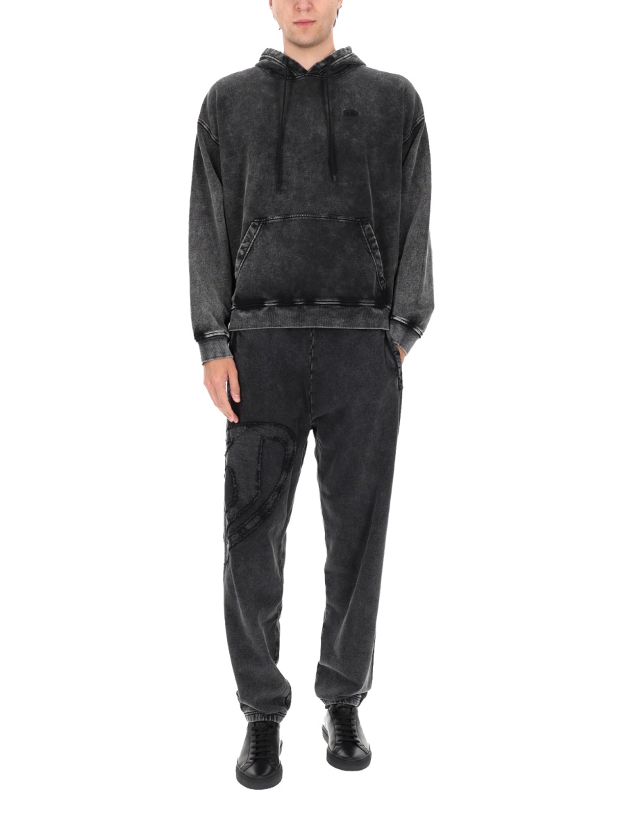 Diesel Washed Black P-Marky-Den Textured Patch Sweatpants Zwart
