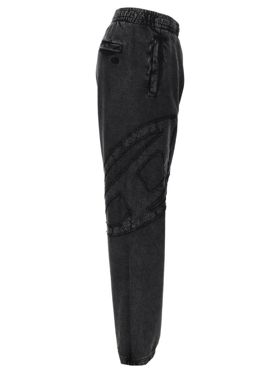 Diesel Washed Black P-Marky-Den Textured Patch Sweatpants Zwart