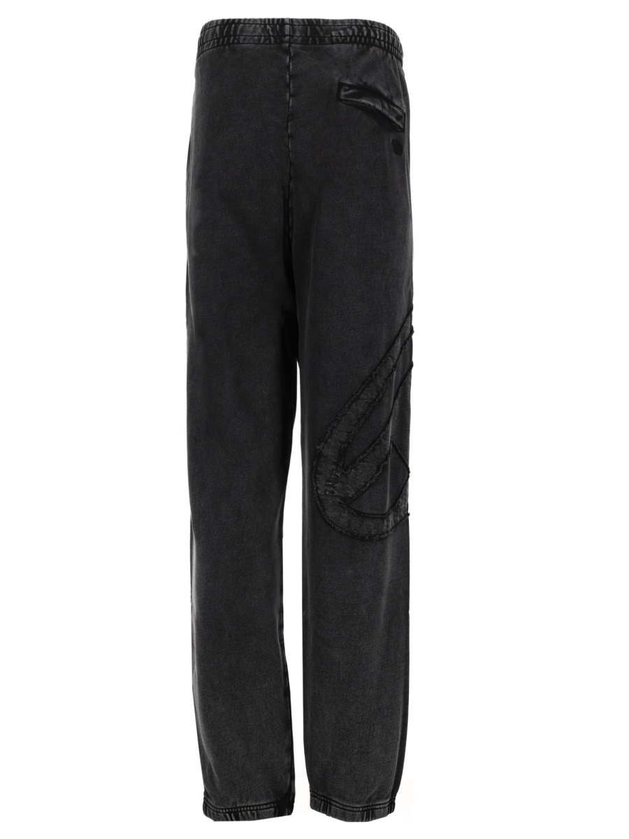 Diesel Washed Black P-Marky-Den Textured Patch Sweatpants Zwart