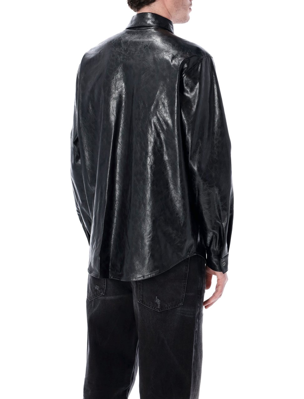 Diesel Diesel leather-effect S-Simply-Qmbu shirt Zwart