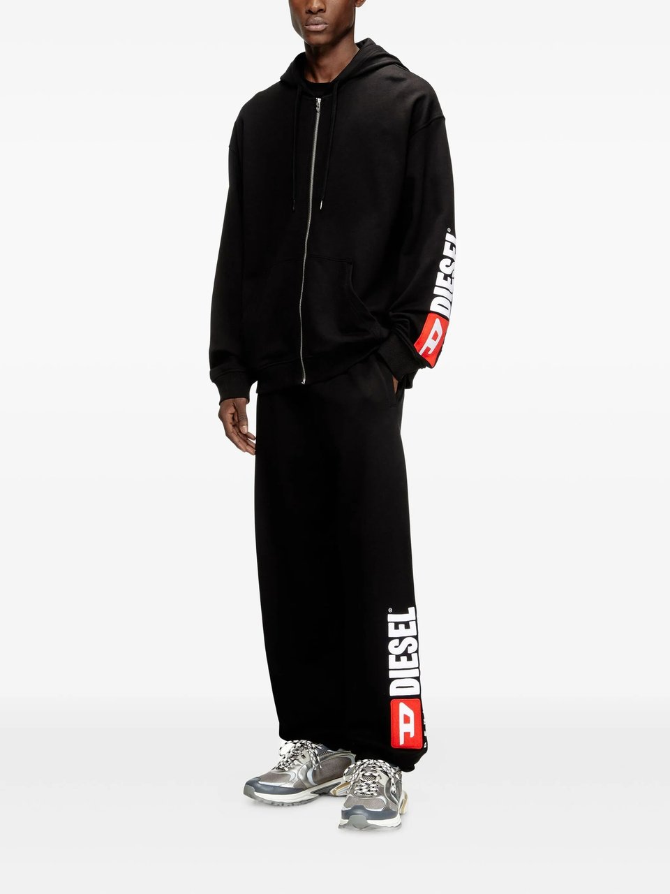 Diesel Black S-Boxt-Zip-Hood-Div Cotton Hoodie Zwart