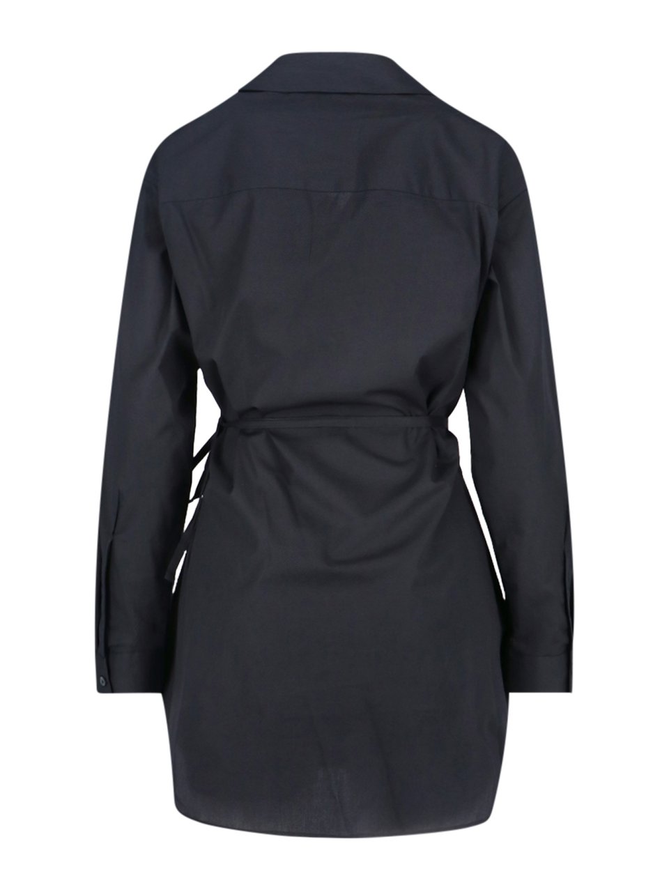 Diesel Asymmetric Wrap Blue Midi Shirt Dress With Tone-On-Tone Embroidery Blauw