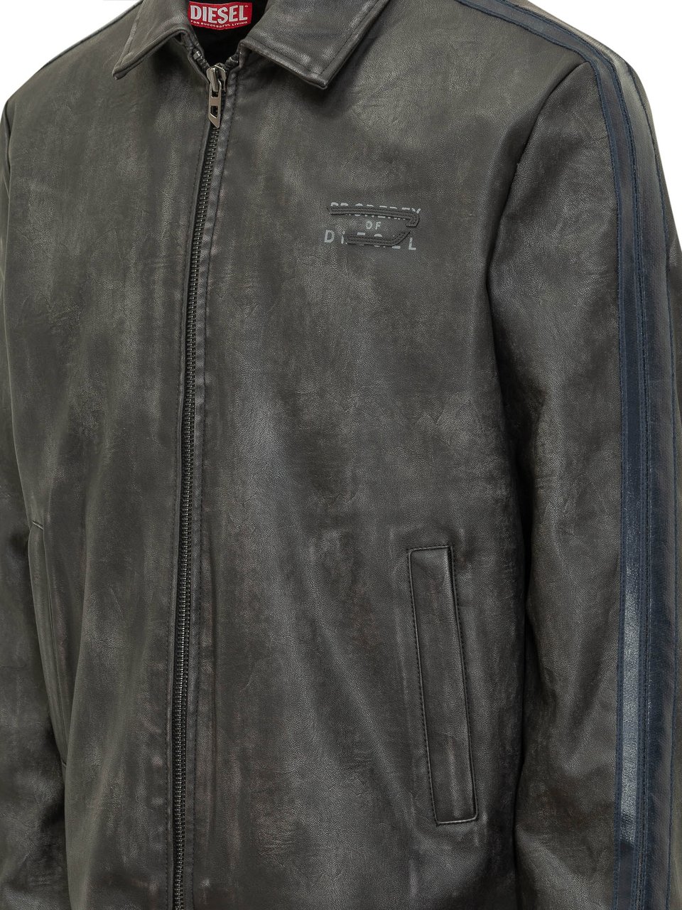 Diesel Giacca J-HOLE in Pelle Donkergrijs