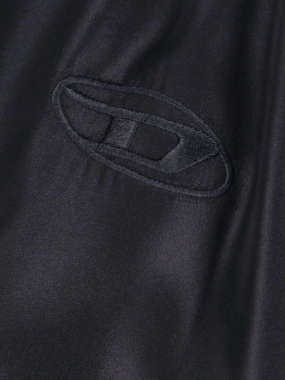 Diesel Laminated Black Shirt With Classic Collar And Embroidered Logo Zwart