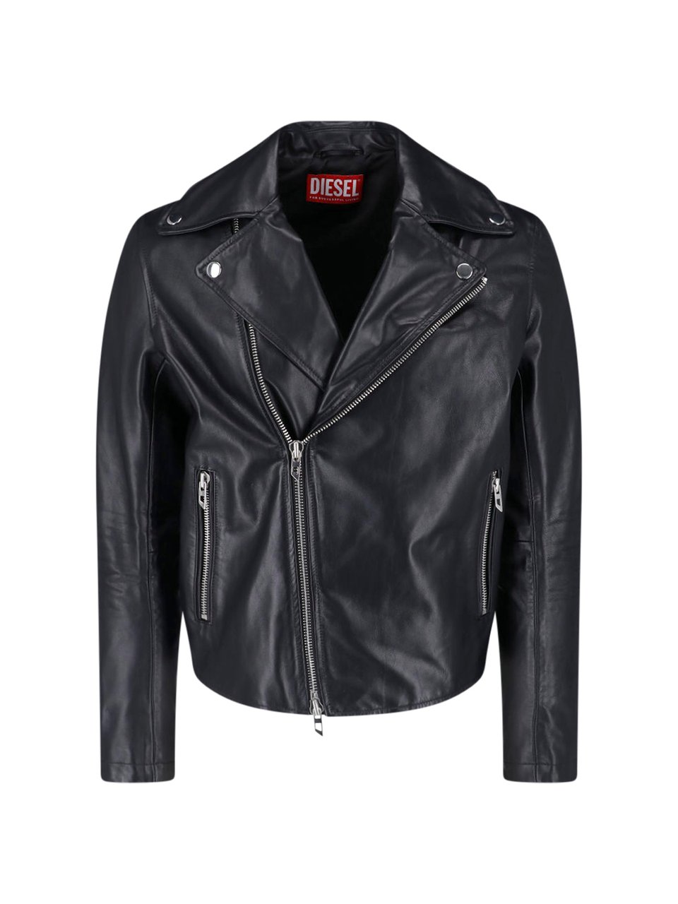 Diesel Classic Biker Jacket with Asymmetrical Zipper Zwart