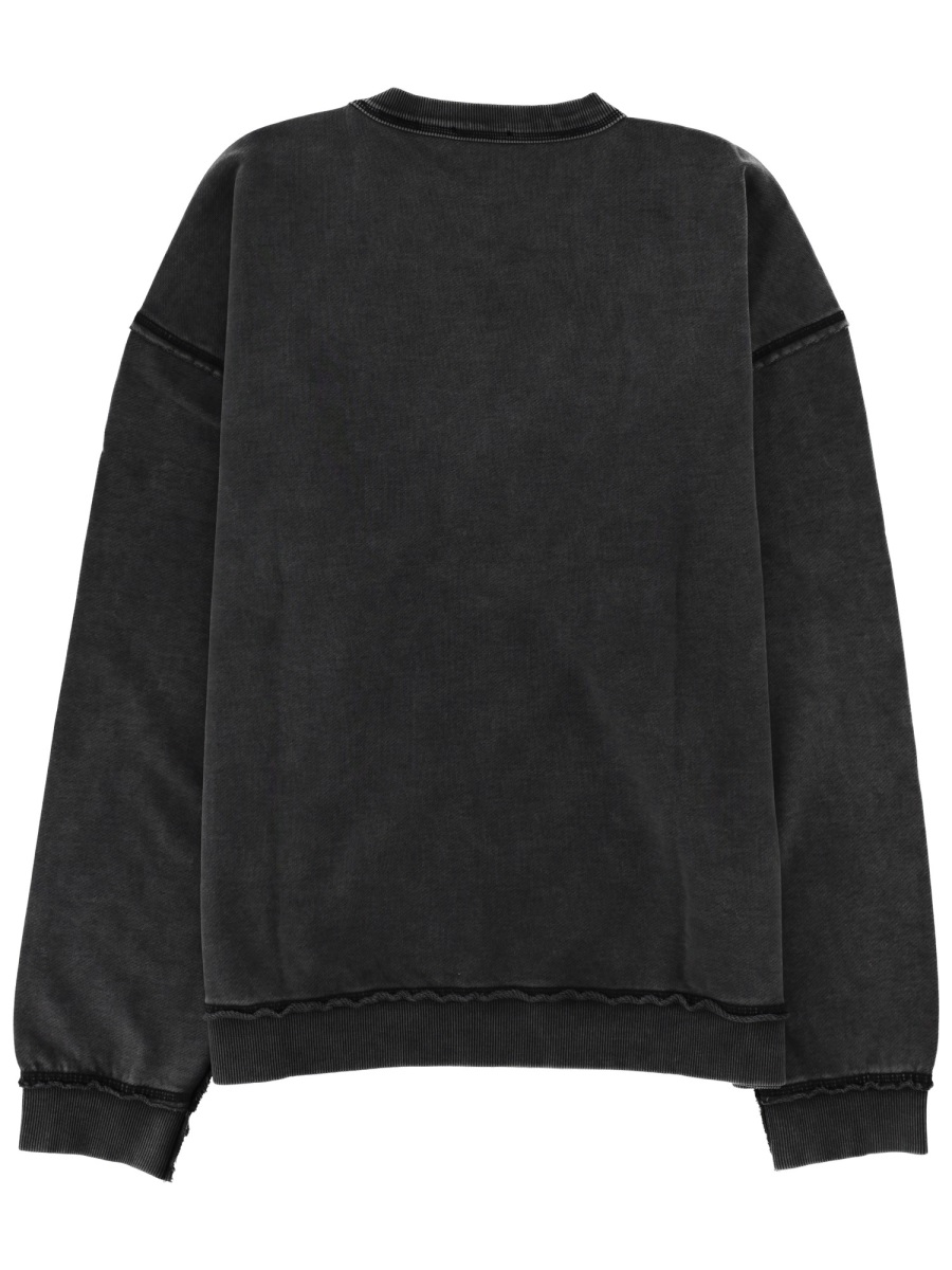 Diesel Washed Black Crew Neck Embossed Sweatshirt Zwart