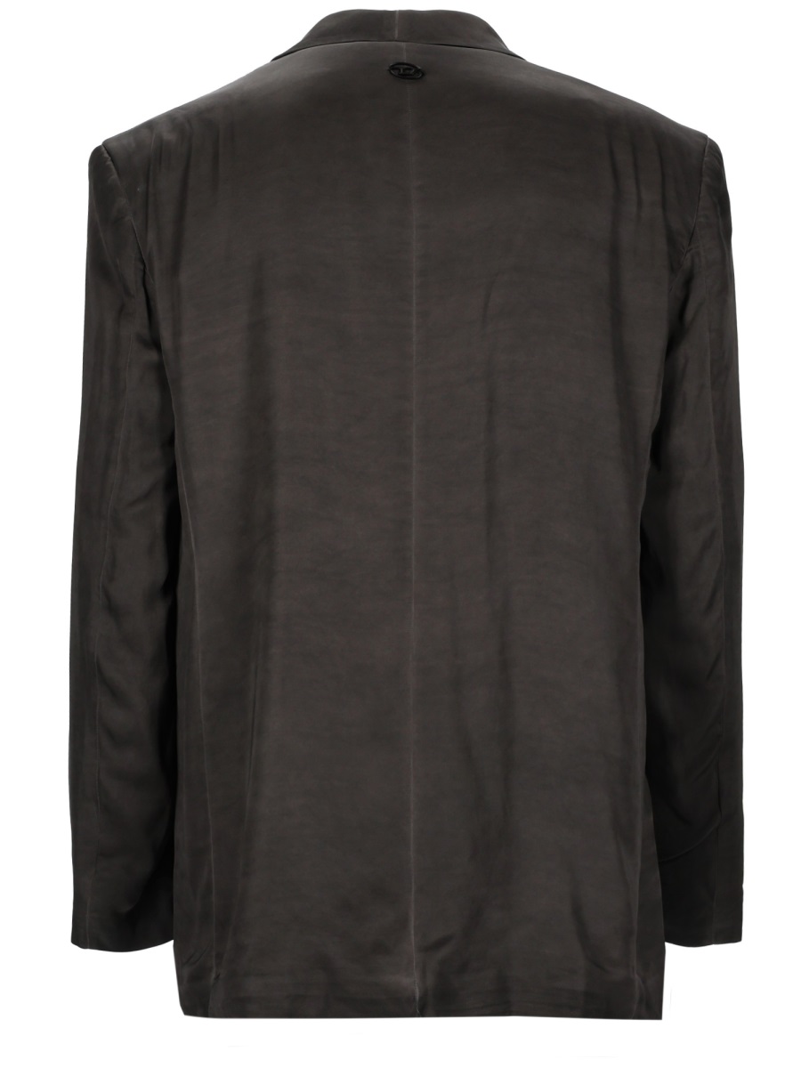 Diesel Neutrals J-Arman-Albg Double-Breasted Boxy Viscose Blazer Zwart