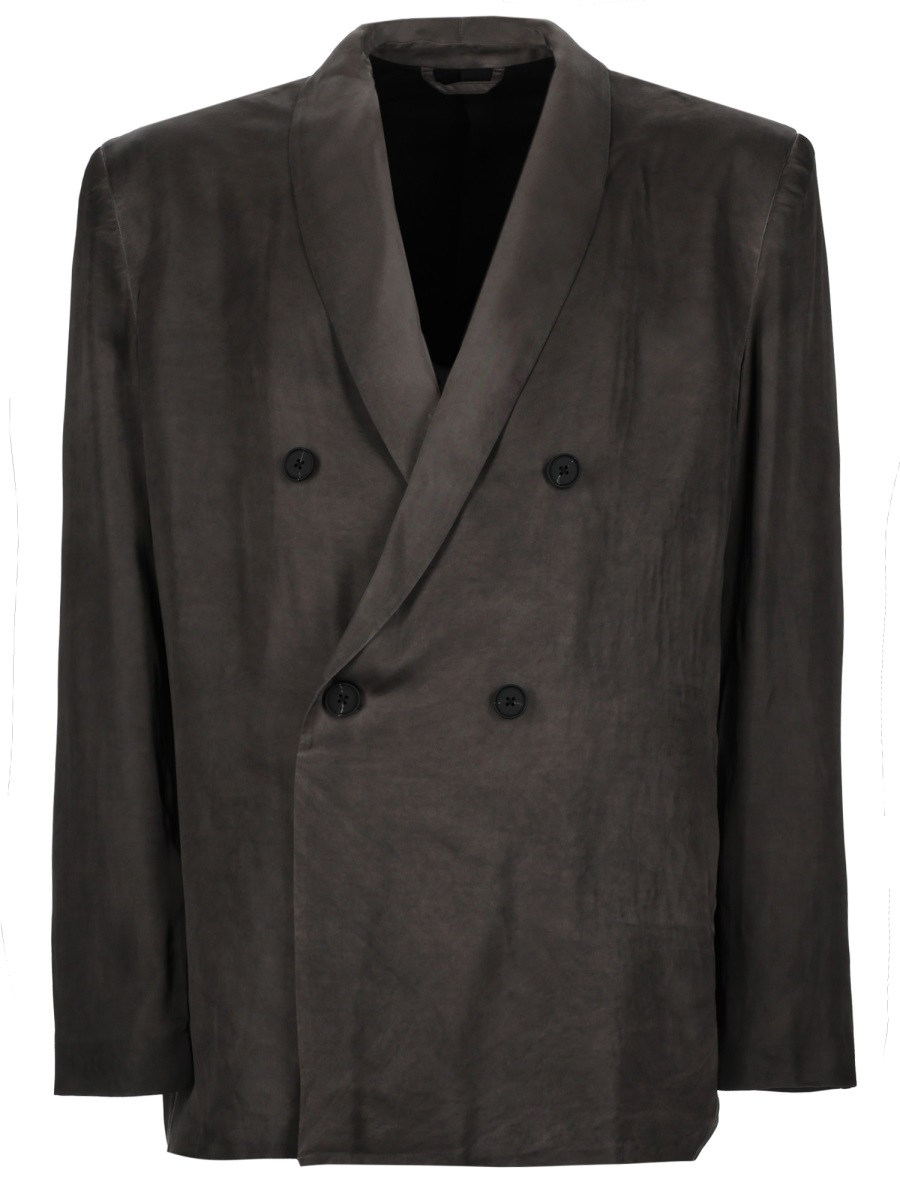 Diesel Neutrals J-Arman-Albg Double-Breasted Boxy Viscose Blazer Zwart