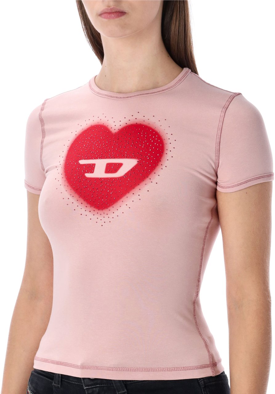 Diesel T-Uncuties Heart Tee Rosa Roze