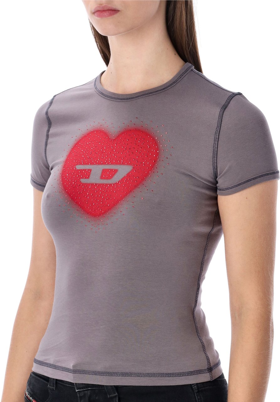 Diesel T-Uncuties Heart Tee Grigio Grijs