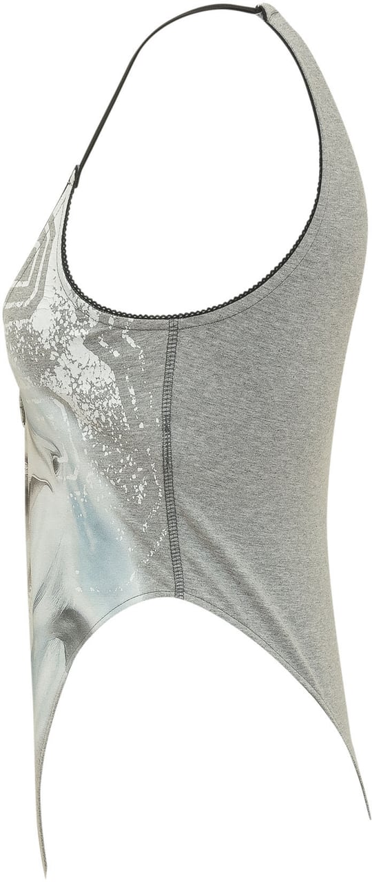 Diesel Top T-Ameris-S1 con Stampa Grafica e Bottoni Lichtgrijs