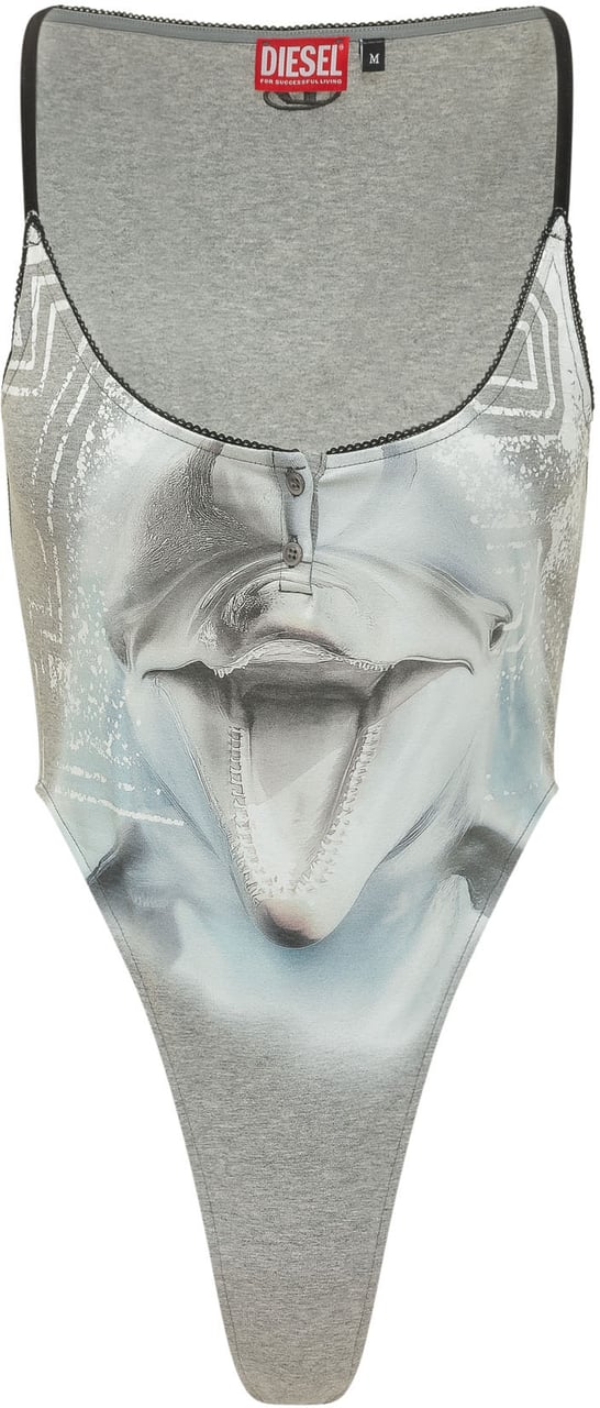 Diesel Top T-Ameris-S1 con Stampa Grafica e Bottoni Lichtgrijs