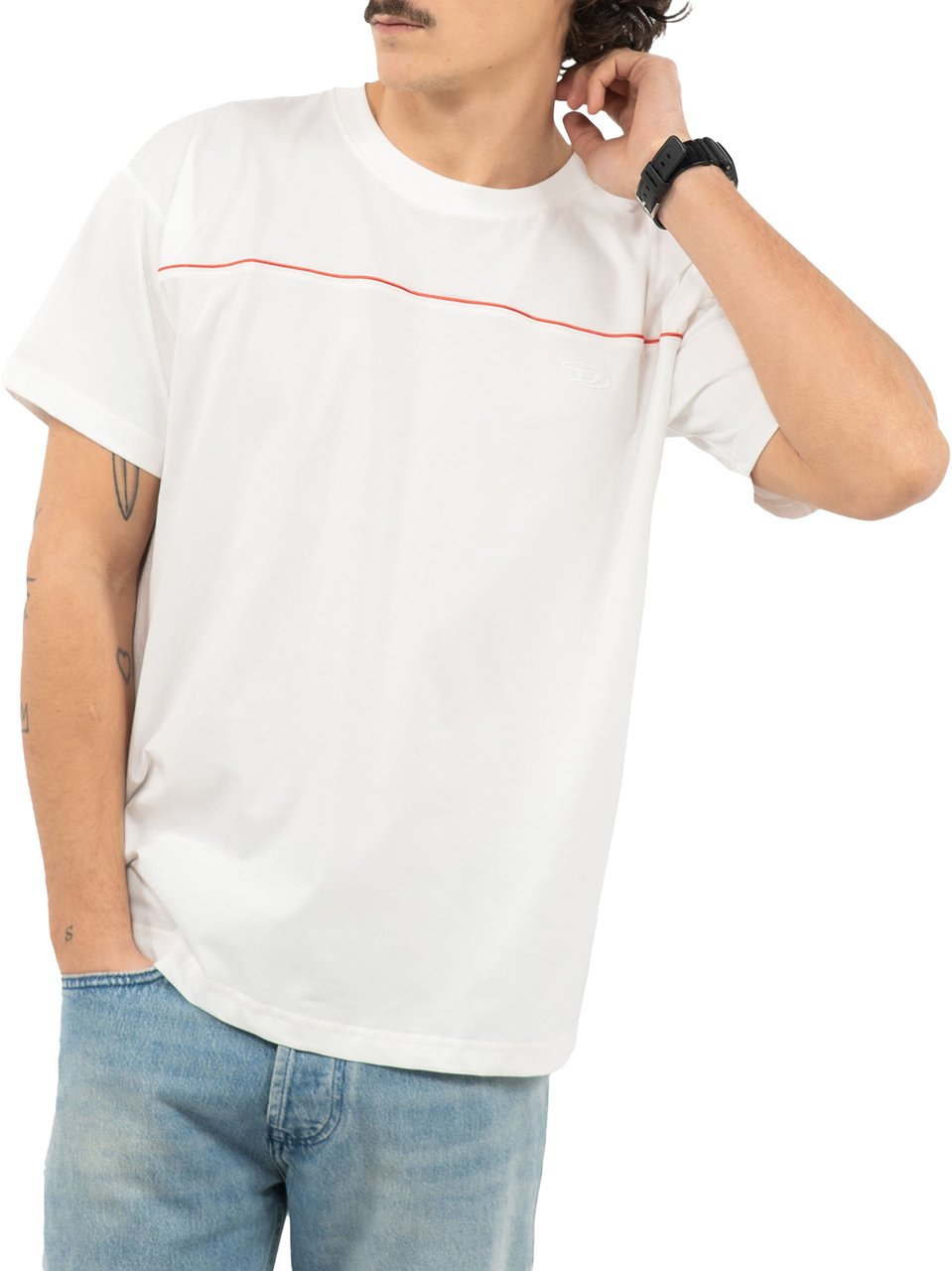 Diesel Norm Piping T-Shirt Wit