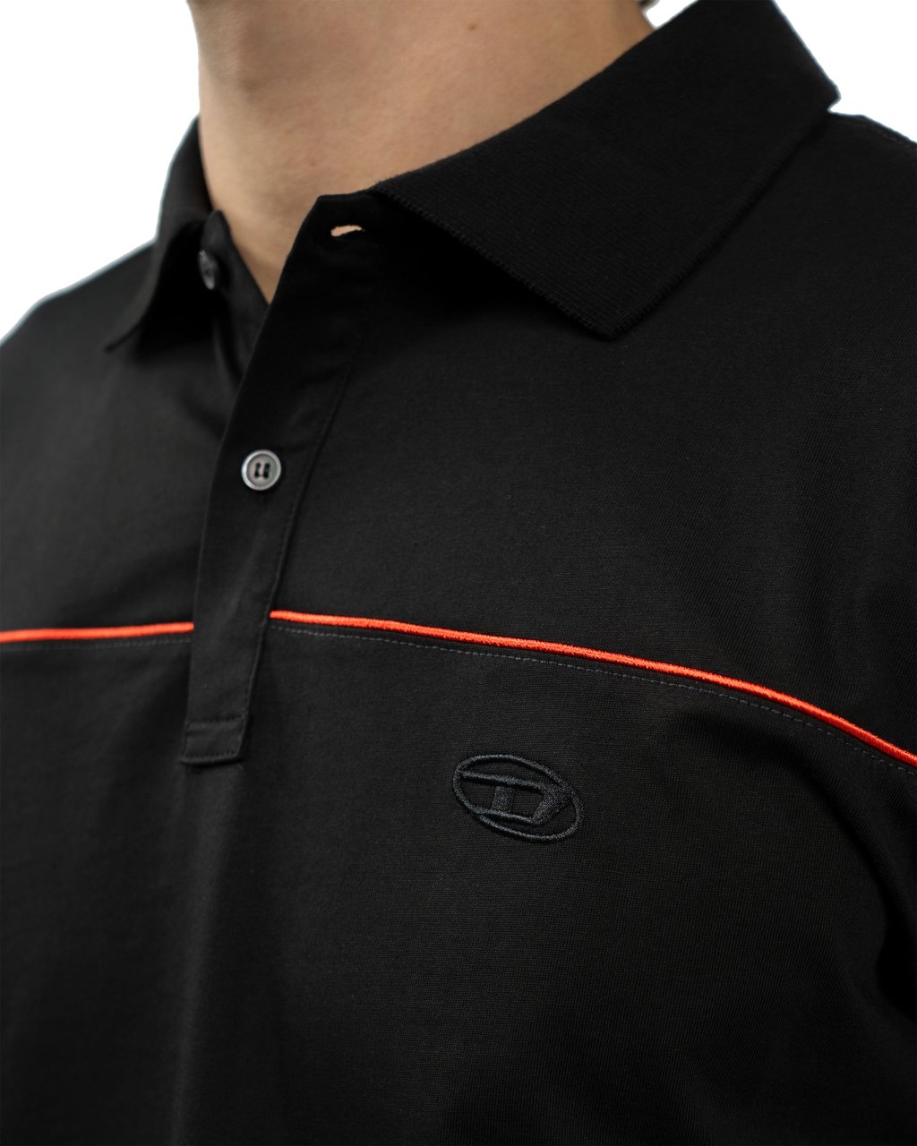 Diesel Rejust Piping Polo Zwart