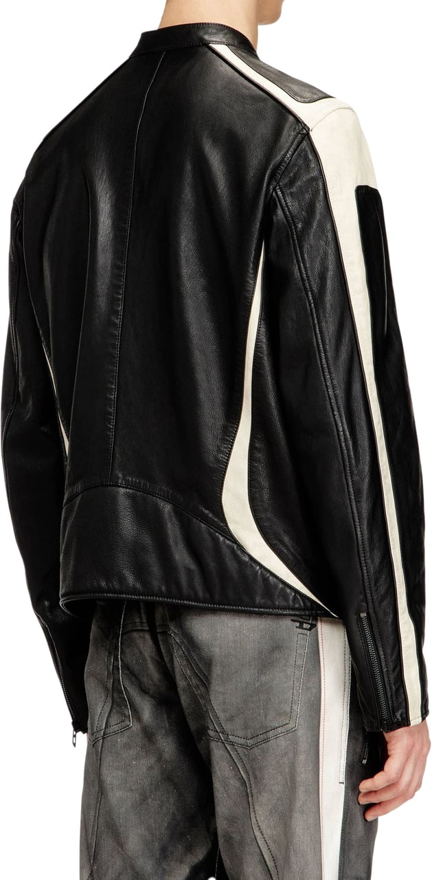 Diesel Giacca Biker Leather L-Adam Nera Zwart