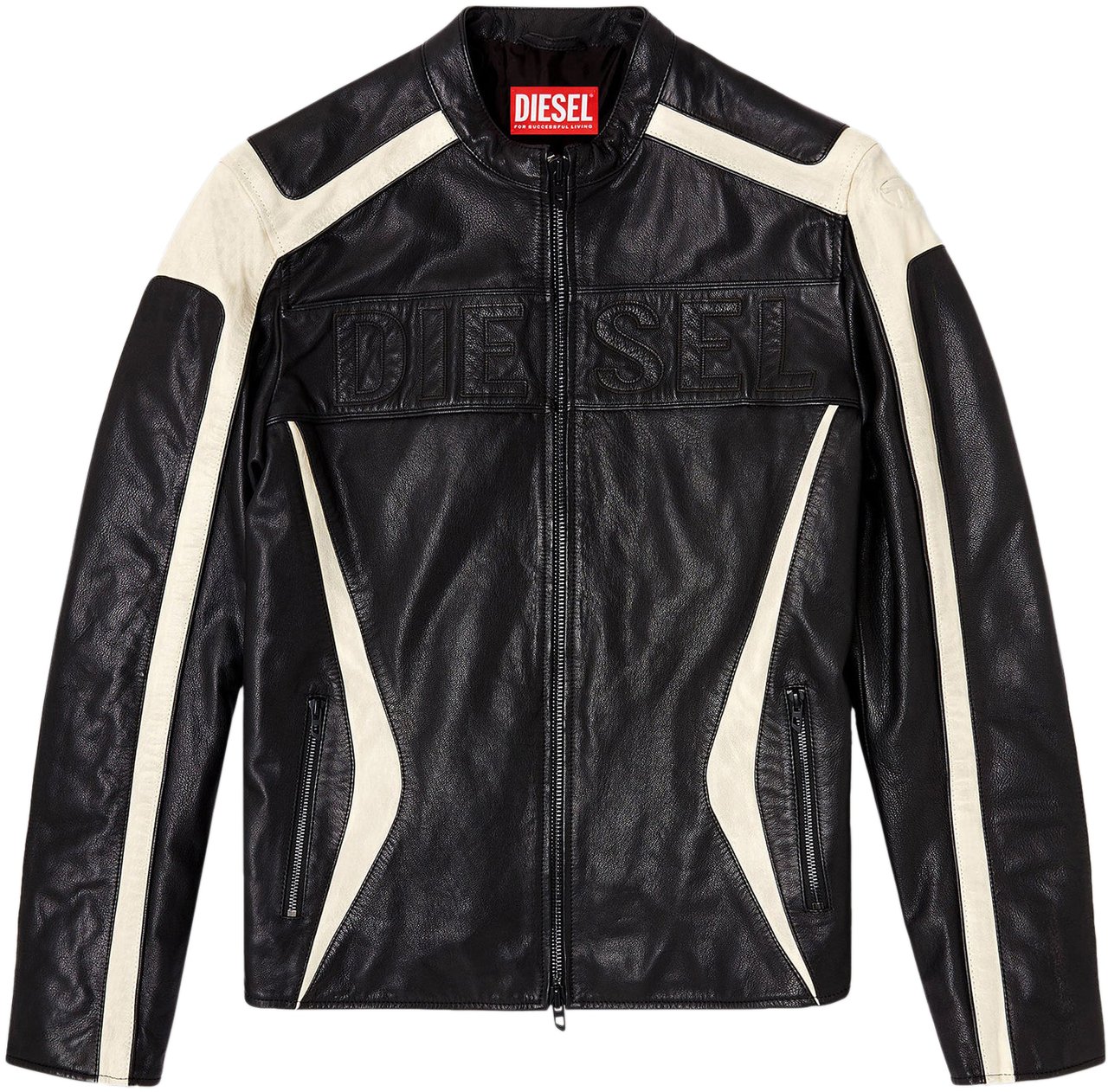 Diesel Giacca Biker Leather L-Adam Nera Zwart