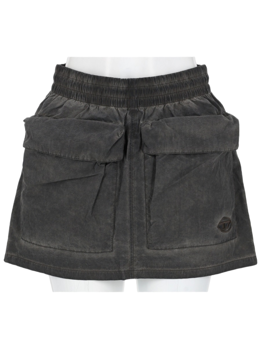 Diesel Black Nylon Cotton Flap Mini Skirt Grijs
