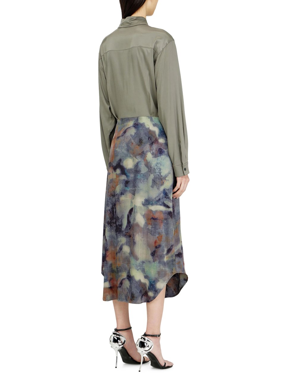 Diesel Shirt-Style Midi Dress with Tied Waist Grijs