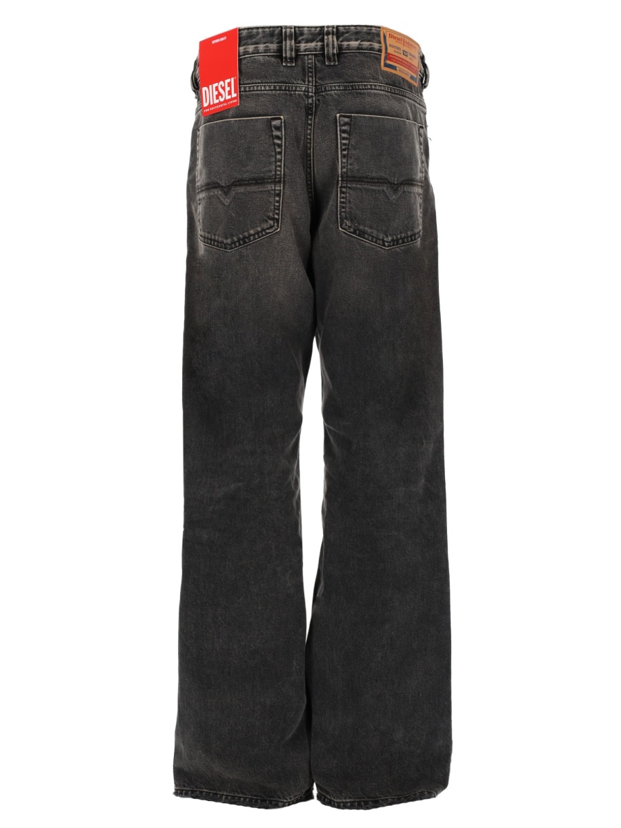 Diesel Faded Black Wide-Leg Distressed Jeans Zwart