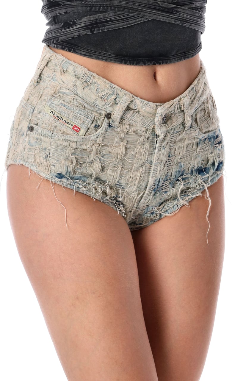 Diesel Diesel Light Blue Distressed Denim Shorts Blauw