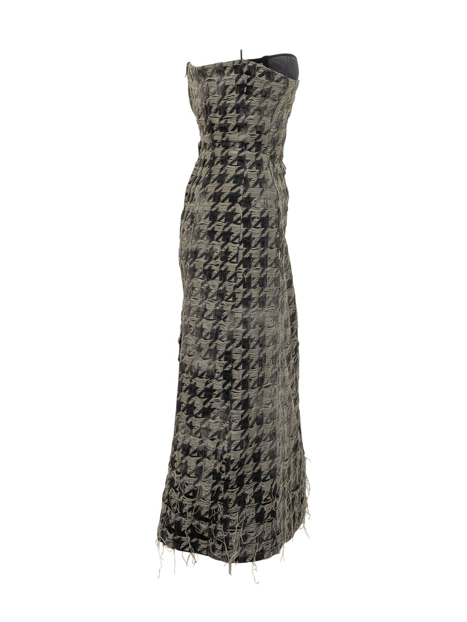 Diesel Diesel Abito Bustier Lungo Pied de Poule Zwart